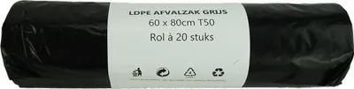 Image de Massamarkt Sacs poubelle 60 l gris 20 pièces sur rouleau