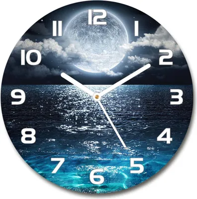 Produktbild von Wanduhr aus Glas 30fi Glasbild Glasuhr Gehärtetes Glas - weisse-zeiger - full moon