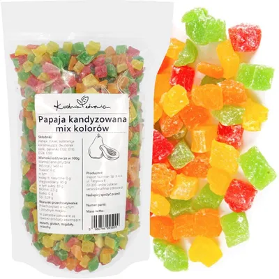 Produktbild von Papaya Kandierte 100g Bunter Mix Trockenfrucht Snack Dessert Backen