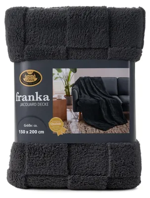 Produktbild von GÖZZE Jacquard Decke Franka weiche anschmiegsame Mikrofaser-Wohndecke mit moderner 3D-Hoch-Tiefstruktur Anthrazit 150 x 200 cm