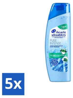 Image de 5 flacons de shampooing antipelliculaire Head & Shoulders Pure Intense, effet rafraîchissant, 250 ml - Pack avantageux - 5 pièces