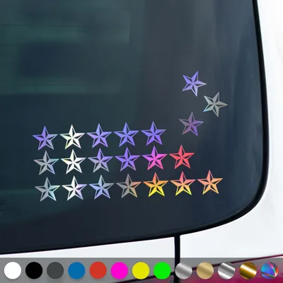 Produktbild von PantherPixel Sterne Set Aufkleber Aufkleberset Nautischer Stern Sticker Auto Geschenkidee Farbe Oilslick-Hologramm