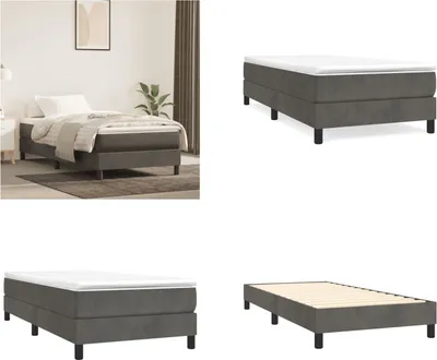 Zdjęcie produktu dla vidaXL Łóżko z materacem sprężynowym ciemnoszare 80x200 cm aksamit - Łóżko z materacem sprężynowym - Łóżko - Meble do sypialni