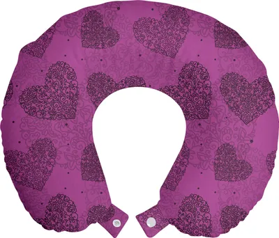 Produktbild von ABAKUHAUS Abstrakt Reisekissen Nackenstütze, Herz-Blumenelemente, Schaumstoff Reiseartikel für Flugzeug und Auto, 30x30 cm, dunkle Magenta