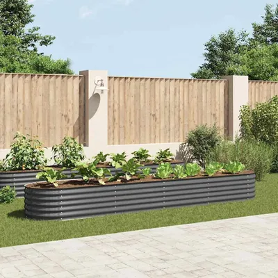 Produktbild von vidaXL Garten-Hochbeet 400 x 80 x 44 cm Verzinkter Stahl Grau