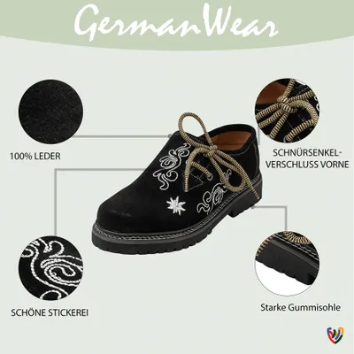 Produktbild von Damen Haferlschuhe Trachtenschuhe für Trachten lederhosen, Farbe:Dunkelbraun, Größe:40