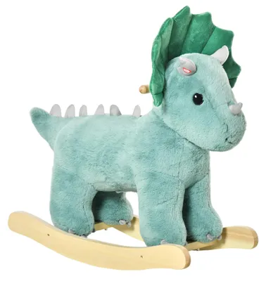 Image de Animal à bascule - Tricératops en peluche - Pour les enfants de 3 à 6 ans - À chevaucher - Vert foncé
