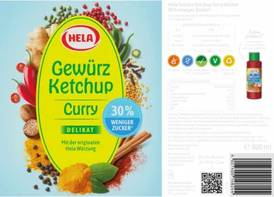 Produktbild von HELA Gewürz Ketchup Curry Delikat - 30% Zucker (800ml)