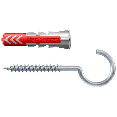 Zdjęcie produktu dla Fischer DuoPower, Zestaw haków i kołków rozporowych, Autoklawowany gazobeton, Cegła, Beton, Kamień, Płyta gipsowa, Nylon, Szary, Czerwony, 1 cm, 50 mm