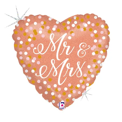 Produktbild von 18"/Ø46cm Folienballon "Mr. & Mrs." Holo | Rosegold