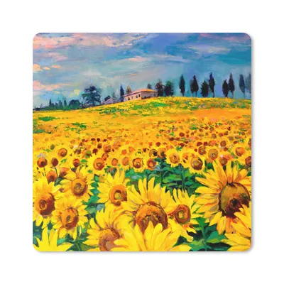 Produktbild von MuchoWow® Mauspad Mousepad Ölfarbe - Gemälde - Blumen - Sonnenblume 20x20 cm - Mousepads - Maus Mat - Pad - Mausunterlage - Desk Mat - Bureauartikeln
