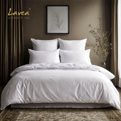 Produktbild von Lavea® Bettwäsche Set, 1 Bettbezug 135x200 cm + 1 Kissenbezug 80x80 cm - Weiß