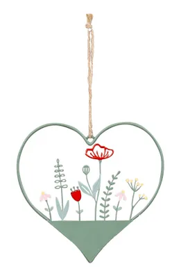 Produktbild von Metallschild Frühling 15x15cm Dekoschild Herz Grün Wiese Türschild Wandbild Deko Frühlingsbild Osterdeko