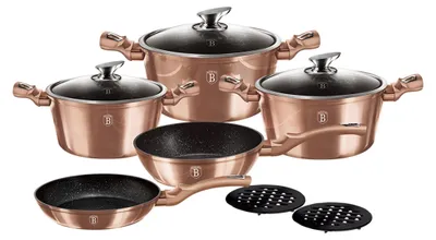 Produktbild von Berlinger Haus Rose Gold Kochtopf Set 10-Teiliges Induktions Antihaft-Aluminium Kochtöpfe Pfannen Roségold