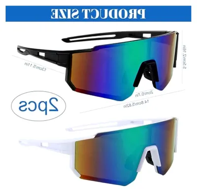 Produktbild von 2 Stück Sport-Sonnenbrille, polarisierte Fahrradbrille, winddichte Brille für Radfahrer, UV400 Schutz für Outdoor-Aktivitäten