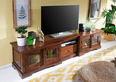 Produktbild von MASSIVMOEBEL24 TV-Board Akazie 210x50x50 nougat lackiert OXFORD #339