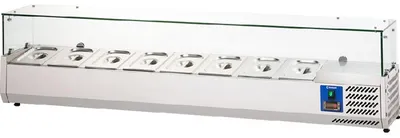 Productafbeelding van Starline pizzakoeler met glazen afdekking - geschikt voor 8 x GN 1-4 bakplaten