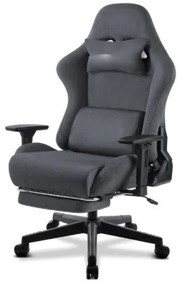 Immagine prodotto di Sedia da gaming - Sedia ergonomica da ufficio - Con poggiapiedi e supporto lombare - Grigia