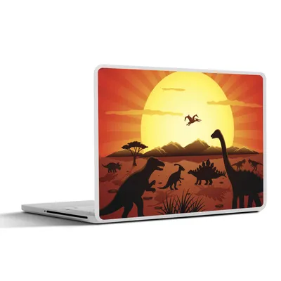 Produktbild von MuchoWow® Laptop Aufkleber Sticker Cover Dino - Sonne - Natur - Zeichnung - Kinder - Jungen 30x22 cm - Laptop-Sticker