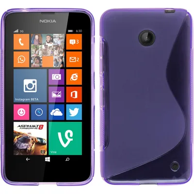 Produktbild von PhoneNatic Case kompatibel mit  Nokia Lumia 630 - lila Silikon Hülle S-Style + 2 Schutzfolien