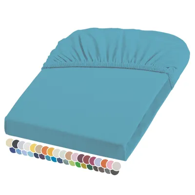 Produktbild von liebling Elasthan Spannbetttuch 90x200 bis 100-220 cm, mit Rundumgummizug, faltenfrei & atmungsaktiv, Matratzen bis 26 cm Höhe, petrol