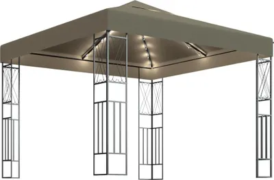 Obrázek produktu pro vidaXL Altán s LED pohádkovými světly 3x3 m Taupe Fabric