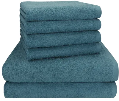 Produktbild von Betz BERLIN 6er Set 2x Badetuch 100 x 150 cm 4x Handtuch 50 x 100 cm 100% Baumwolle - Farbe: taubenblau