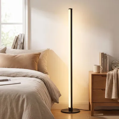 Produktbild von VASAGLE LED Stehlampe Dimmbar für Wohnzimmer 3000K Warmes Licht 18 x 18 x 139,4 cm Schwarz