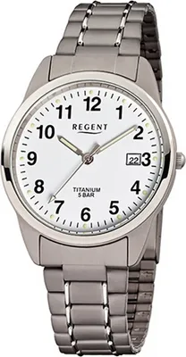 Image de Regent Montre homme gris argent analogique F-432 Bracelet en titane D2URF432