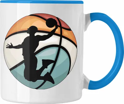 Produktbild von Trendation - Basketball Tasse Geschenk Basketballspieler Trainer Geschenkidee Lustige Tasse Basketballer Jungs Jungen Coach (Blau)