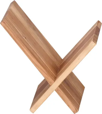 Produktbild von Zeitungsständer MUMBAI Massivholz Akazie X-Form 31 cm Zeitschriften-Ständer Design Prospekt-Halter Landhaus-Stil