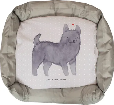 Produktbild von Mr. & Mrs. Panda Hundekorb Schipperke Lebensretter - Grau Pastell - Geschenk, Welpen, Valentinstag, Geburtstag, Nikolaus, Weihnachten, Hund, Belgische Hunderasse
