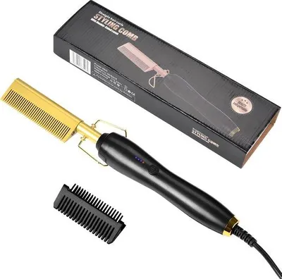 Produktbild von Elektrische Bürste – Stylingbürste mit Wärmefunktion – Glättet das Haar – Keramiktechnologie – 30 x 7 x 7 cm – Schwarz