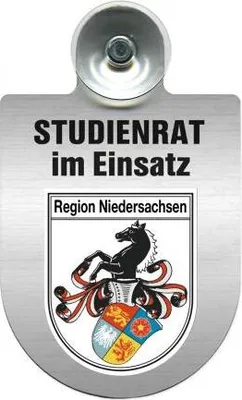 Produktbild von Einsatzschild mit Saugnapf - Studienrat im Einsatz - incl. Regionenwappen nach Wahl 393877 Color - Region Niedersachsen