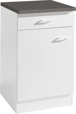 Produktbild von Küchen-Unterschrank 1-türig SALERNO-03 Weiß Breite 50 cm