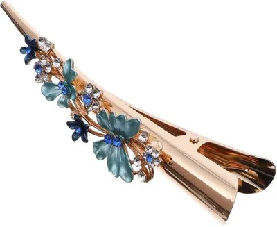 Image de Barrette bleue avec strass et dents pour la coiffure