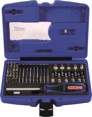 Image de Projahn Bit Box 60-tlg, 1/4" COLOR Bit Satz Universal + Ratschen-Schraubendreher