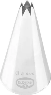 Produktbild von Dr. Oetker Sterntülle 5 mm, Sterntülle aus der Tüllen-Manufaktur, Backzubehör zum Dekorieren (Farbe: silber)