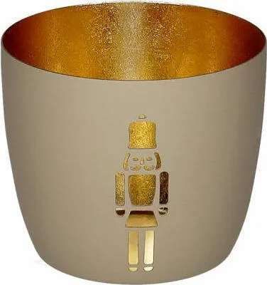 Produktbild von Gift Company Windlicht Madras M, Nussknacker, Teelichthalter, Kerzenhalter, Eisen, Sandstone / Gold, H 8.5 cm, 1212104029