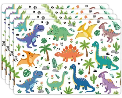 Platzset-Set 4er, Kunstleder, Dinosaurier, 30x43 cm, hitzebeständig