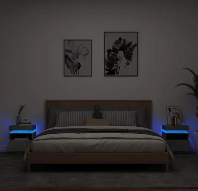 Obrázok produktu pre vidaXL Nočné stolíky s LED osvetlením 2 ks. Betónová sivá 40x39x48,5 cm