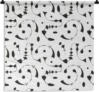 Produktbild von MuchoWow® Wandteppich Wandbehang Linienkunst - Abstrakt - Schwarz und Weiß - Muster 150x150 cm Tapisserie Dekoration Wandtuch - Wohnaccessoires - Modernes