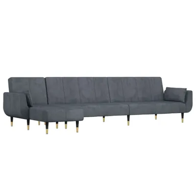 Immagine prodotto di Divano letto a L grigio scuro 275x140x70 cm in velluto