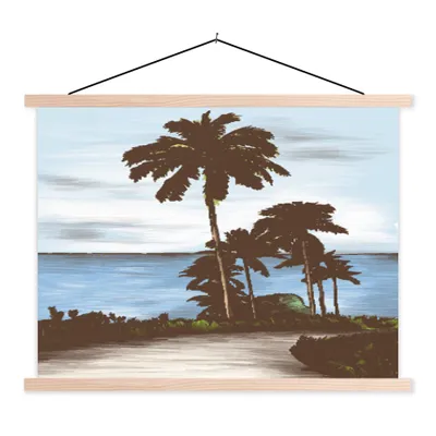 Obrázok produktu pre MuchoWow® Textilný plagát - More - palma - akvarel - 60x45cm - S hnedými lamelami