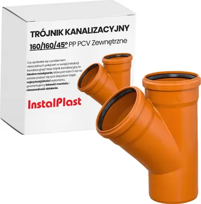 Zdjęcie produktu dla Trójnik Kanalizacyjny PCV 160/160 45° | Zewnętrzny | Pomarańczowy SN4/SN8