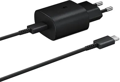 Image de Chargeur mural Samsung 25W EP-TA800EBE USB-C avec câble USB-C Samsung EP-DA705BBE USB-C, ensemble de rechange - Noir