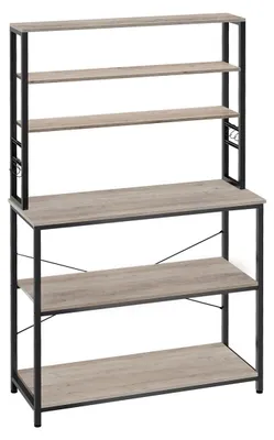 Produktbild von Küchenregal 6 Ebenen – Lagerregal – Spanplatte und Stahl – 40 x 100 x 167 cm – Greigeschwarz