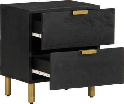 Produktbild von vidaXL Nachttisch Schwarz 40x33x46 cm Massivholz Mango
