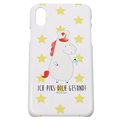 Produktbild von Mr. & Mrs. Panda Iphone 10 Handyhülle Einhorn Krankenschwester - Weiß - Geschenk, Hülle, X, Ärztin, Cover, Unicorn, Krankenpfleger, Krankenpflegerin, Handy, Krankenhaus