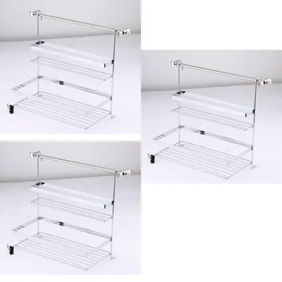 Produktbild von Novaliv 3x Allzweckregal-Set hängend Stahl verchromt 31,5 x 33 x 18,5 cm Rutschfester Halt und effektive Organisation für Badezimmer Küche Küchenablage Duschablage zum Hängen Bad mit Montagematerial